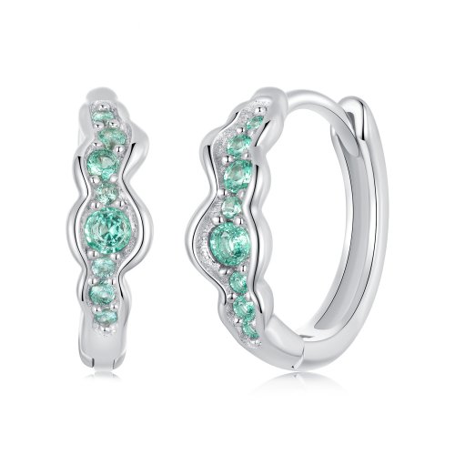 Pendientes estilo PANDORA con ondas verdes - BSE1034