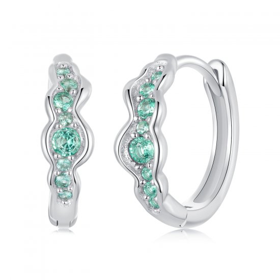Pendientes estilo PANDORA con ondas verdes - BSE1034 - Haga click en la imagen para cerrar
