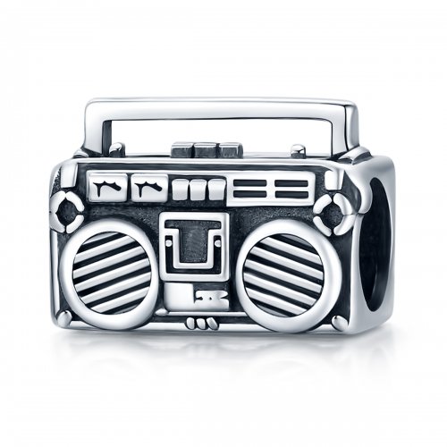 Charm de Radio Vintage de Plata al Estilo Pandora - SCC1873