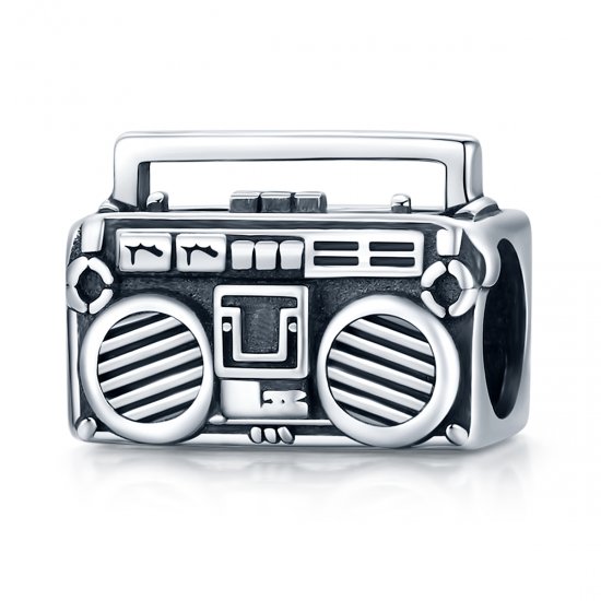 Charm de Radio Vintage de Plata al Estilo Pandora - SCC1873 - Haga click en la imagen para cerrar