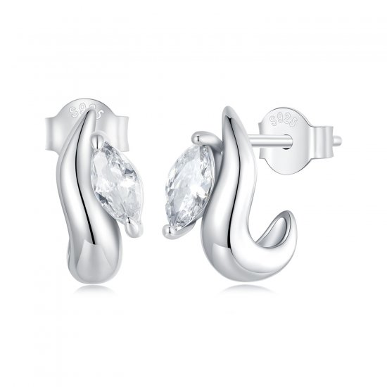 Pendientes sencillos con forma de marquesa estilo PANDORA - BSE971 - Haga click en la imagen para cerrar