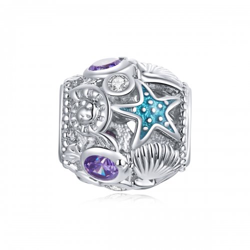 Charm de Estilo Pandora con Estrellas de Plata y Concha - SCC1805