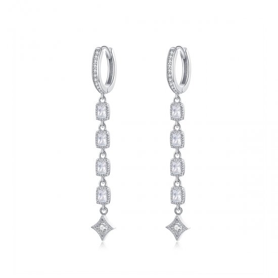 Pendientes colgantes de amor estilo Pandora en plata con circonitas - SCE583 - Haga click en la imagen para cerrar