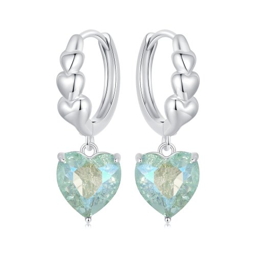 Pendientes con forma de corazón de circonitas azules y verdes estilo PANDORA - SCE1706