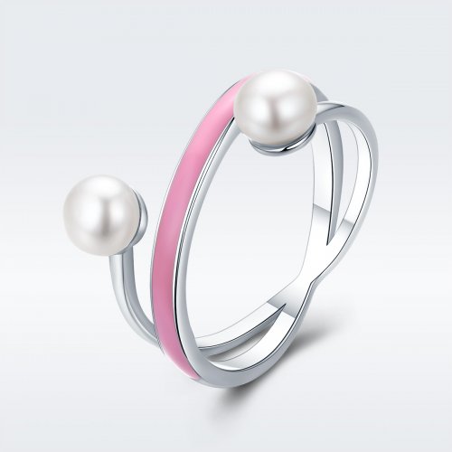 Anillo de geometría elegante plateado de estilo Pandora - SCR234