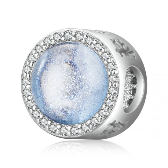 Charm de estilo Pandora de plata con nieve en Nochebuena - SCC2040 - Haga click en la imagen para cerrar