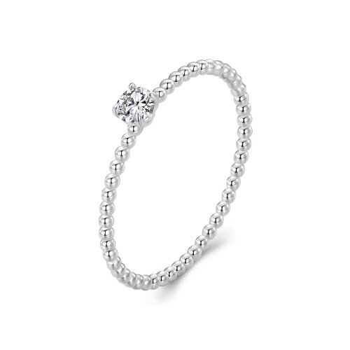 Anillo apilable de moissanita con cuentas exquisitas estilo PANDORA (un certificado) - MSR046