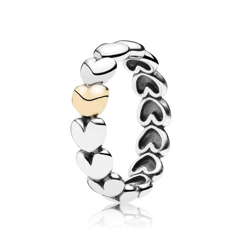 Hearts silver ring with 14k heart 190898 Anillos PANDORA