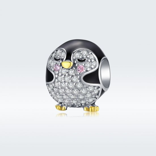 Charm de pingüino estilo Pandora de dos tonos bicolor - BSC126 - Haga click en la imagen para cerrar