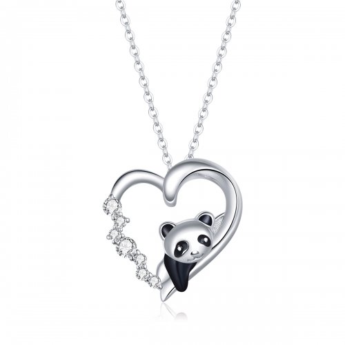 Collar con colgante de panda pequeño y lindo estilo Pandora en plata - SCN453