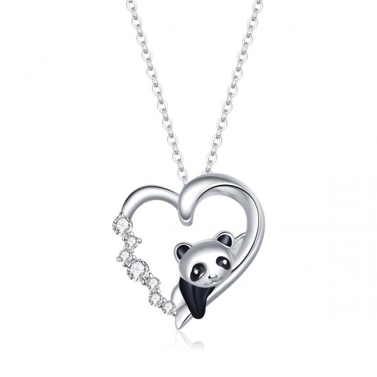 Collar con colgante de panda pequeño y lindo estilo Pandora en plata - SCN453 - Haga click en la imagen para cerrar