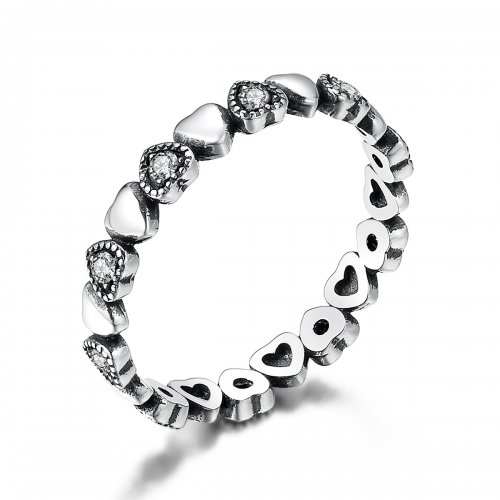 Anillo estilo Pandora con corazones cruzados - SCR140-WH