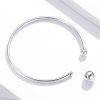Pulsera abierta de plata estilo Pandora con diseño sencillo y elástico - SCB198