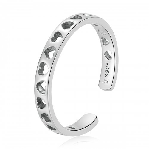 Anillo abierto en estilo Pandora con corazón calado - SCR765