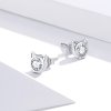 Aretes con lindo gato en plata estilo Pandora - SCE899
