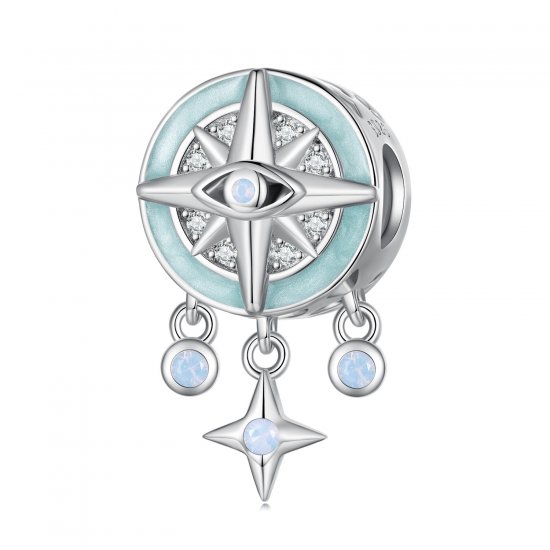 Amuleto estilo Pandora con forma de estrella y brújula - BSC854 - Haga click en la imagen para cerrar