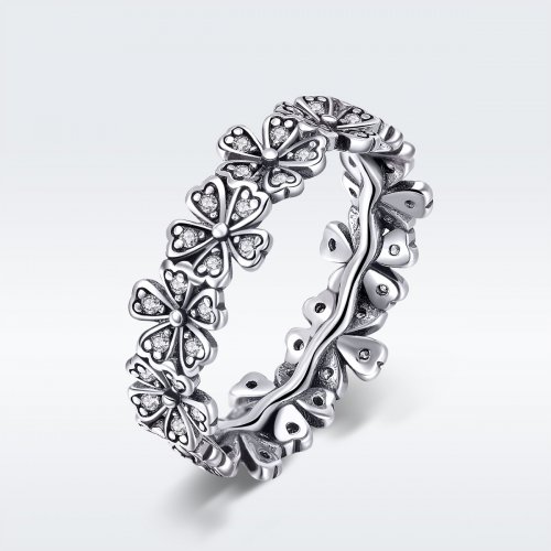 Anillo de plata estilo Pandora con flores margaritas - SCR397