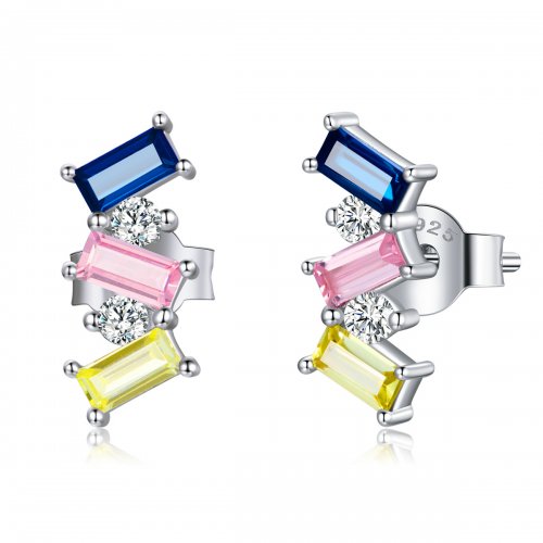 Aretes de Estilo Pandora con Diseño Geométrico de Arte - SCE1208