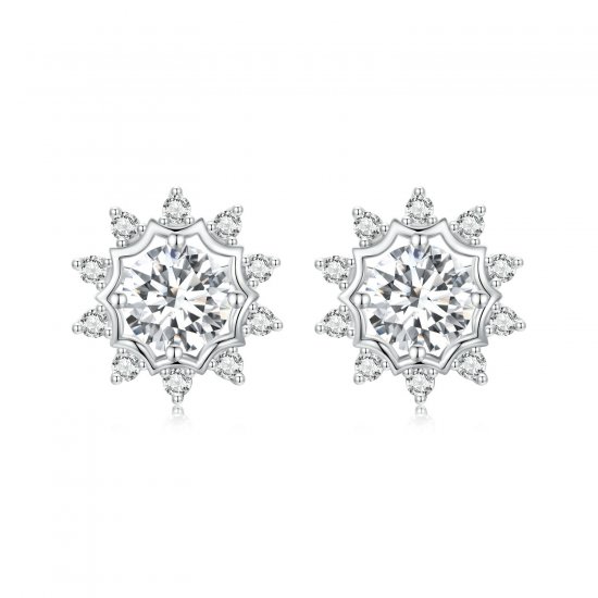 Pendientes de moissanita de 0,5 ct con diseño brillante de estilo PANDORA (dos certificados) - MSE048 - Haga click en la imagen para cerrar