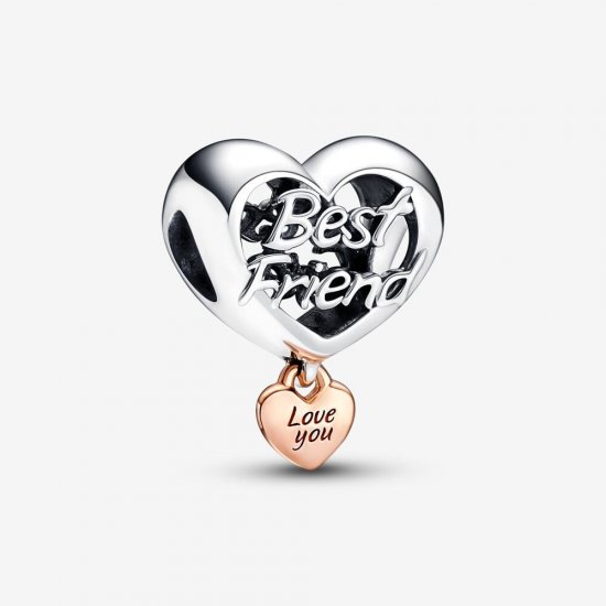 Charm de corazón con la frase "Te amo, mejor amiga" de Pandora - 782243C00 - Haga click en la imagen para cerrar