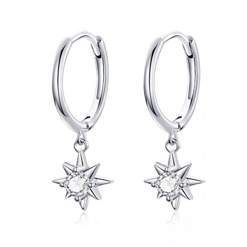Pendientes de Estilo Pandora con Colgante de Estrella de Plata - SCE759