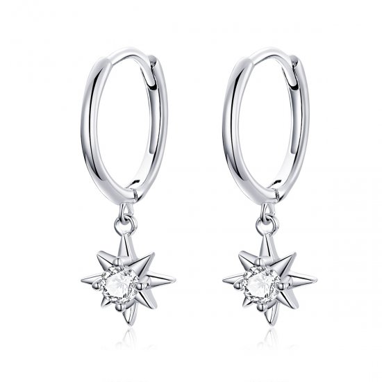 Pendientes de Estilo Pandora con Colgante de Estrella de Plata - SCE759 - Haga click en la imagen para cerrar
