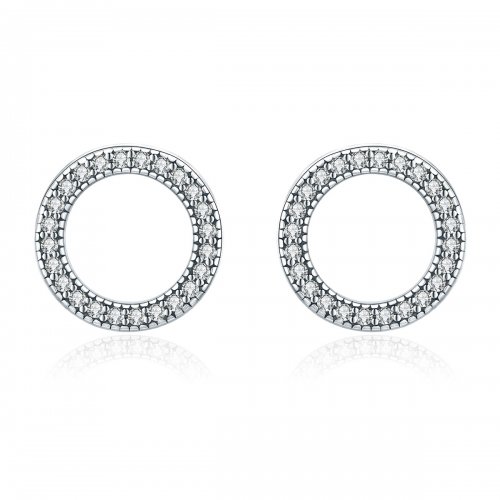 Pendientes de Estudio de Plata Estilo Pandora con Diseño de Geometría Ligera - SCE417