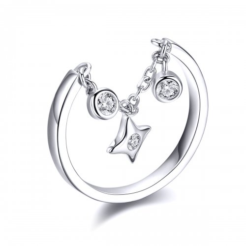 Anillo estilo Pandora de plata con diseño de cielo estrellado - SCR408