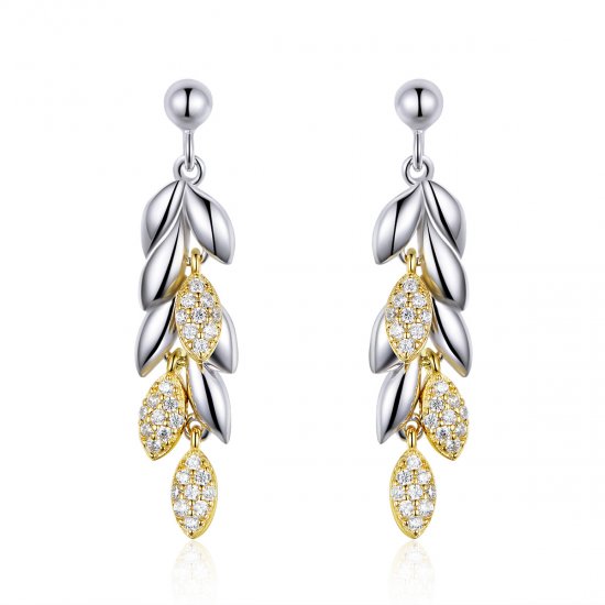 Pendientes colgantes de espiga de trigo bicolor estilo Pandora - BSE025 - Haga click en la imagen para cerrar