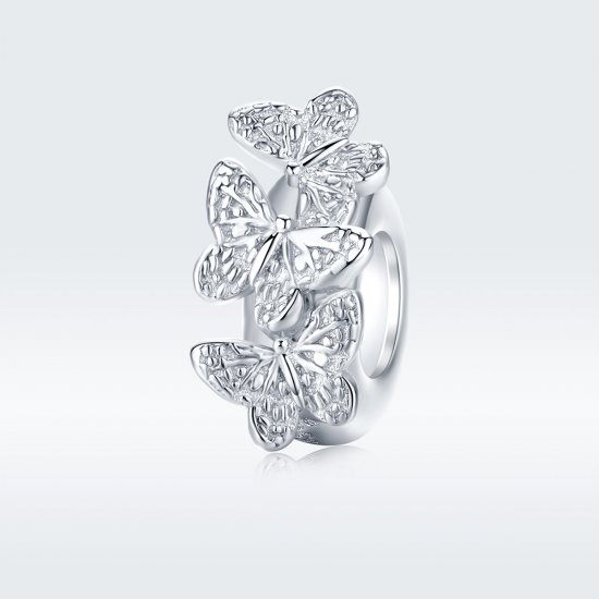 Pulsera de plata estilo Pandora con encanto separador de mariposa - BSC120 - Haga click en la imagen para cerrar