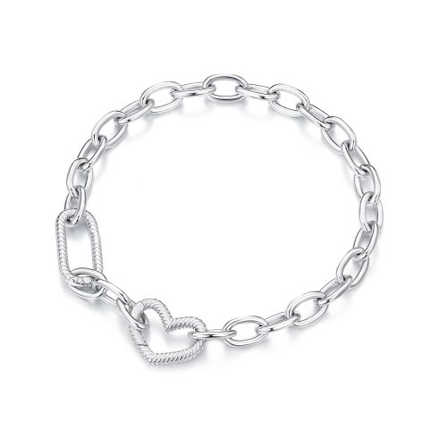 Pulsera de cadena con estilo Pandora en forma de corazón - SCB258