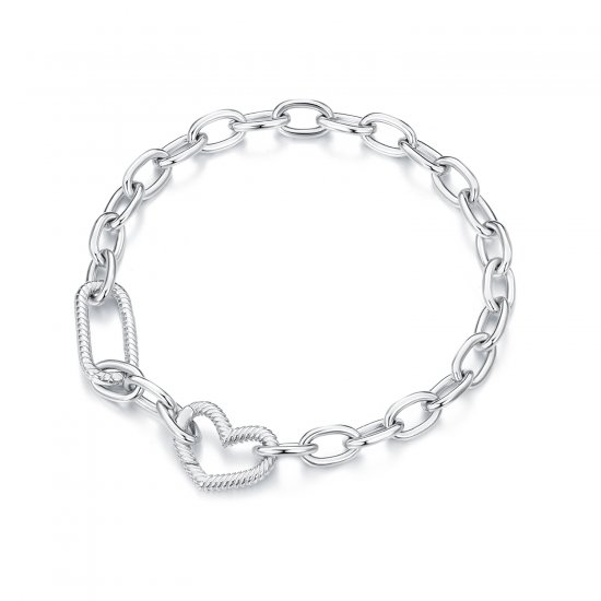 Pulsera de cadena con estilo Pandora en forma de corazón - SCB258 - Haga click en la imagen para cerrar