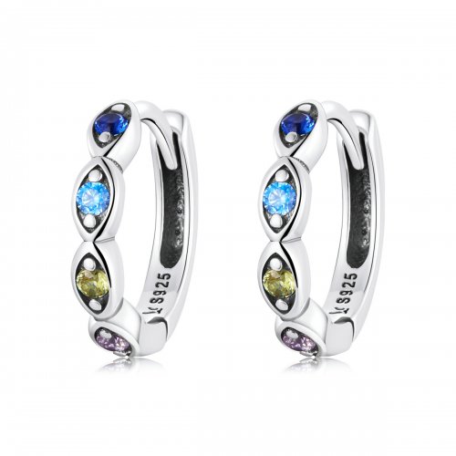 Aretes de aro estilo Pandora con ojo de diablo - SCE1358