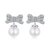 Pendientes de perla con lazo estilo PANDORA - YIE247