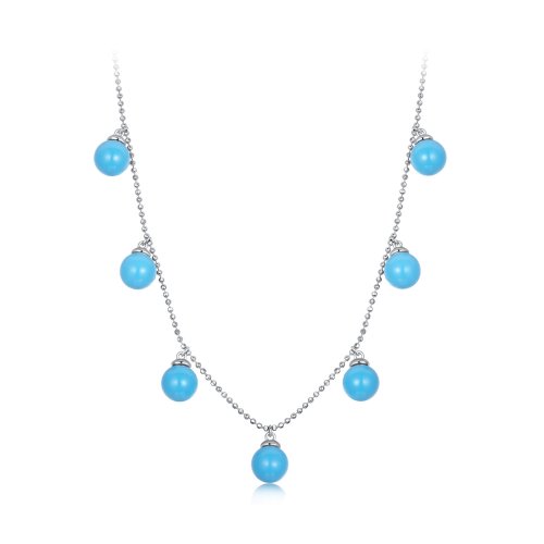 Collar de clavícula con turquesa azul estilo PANDORA - BSN405