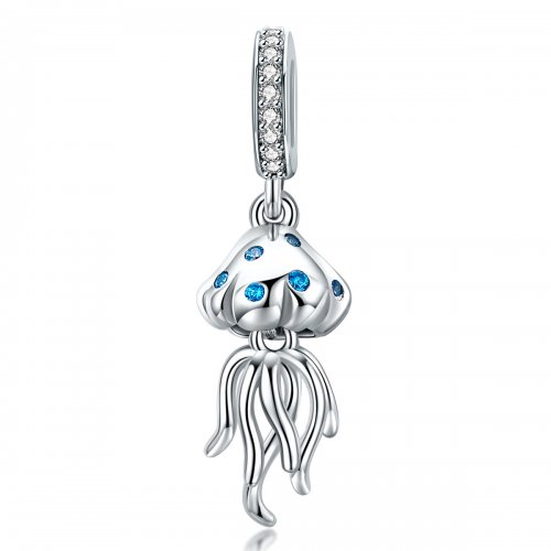 Pendiente estilo Pandora de medusa plateada - SCC1297
