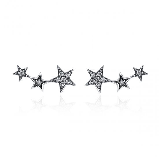 Pendientes de botón estilo Pandora de plata Secretos de las Estrellas - SCE175 - Haga click en la imagen para cerrar