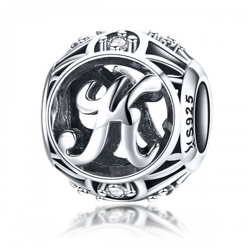 Charm estilo Pandora con letra K - SCC738-K