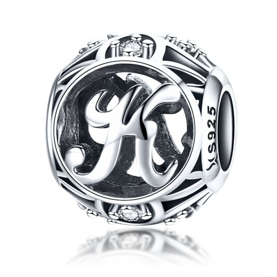 Charm estilo Pandora con letra K - SCC738-K - Haga click en la imagen para cerrar