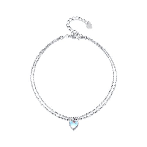 Pulsera de tobillo de doble capa con forma de corazón estilo Pandora - SCT024