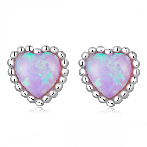 Estos son los aretes de perno Pandora Style Opal Love - SCE1383
