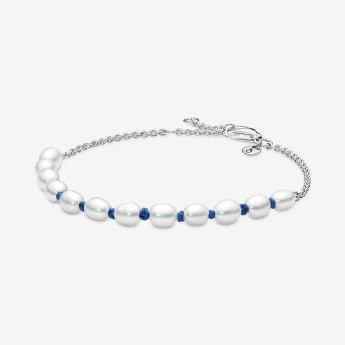 Pulsera Pandora Cordón Azul con Perlas Cultivadas de Agua Dulce - 591689C01
