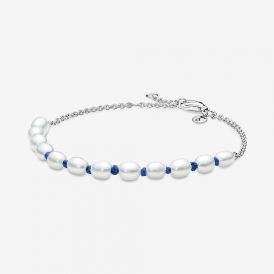 Pulsera Pandora Cordón Azul con Perlas Cultivadas de Agua Dulce - 591689C01 - Haga click en la imagen para cerrar