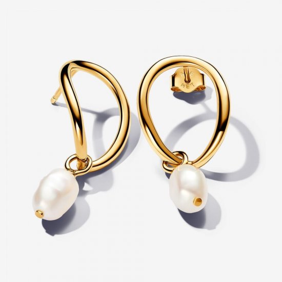 Pendientes Pandora Círculo Forma Orgánica y Perla Cultivada de Agua Dulce Tratada Barroca - 263281C01 - Haga click en la imagen para cerrar