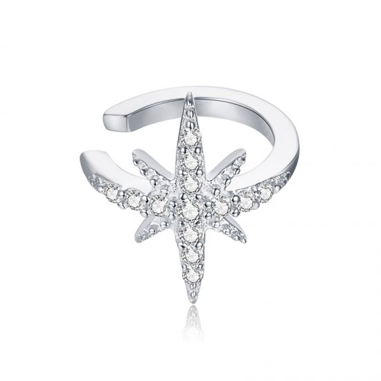 Clip de Oreja de Estilo Pandora en Plata con Estrella - SCE999-A - Haga click en la imagen para cerrar