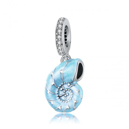 Pendiente de Concha Azul estilo Pandora en Plata - SCC1560 - Haga click en la imagen para cerrar