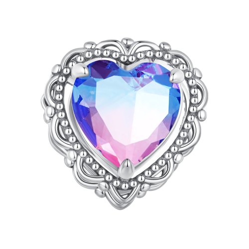 Estilo Pandora para siempre mi amor Charm de corazón de color degradado - BSC830