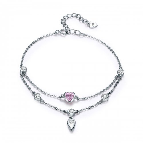 Pulsera deslizante de cadena con corazón dulce de plata estilo Pandora - SCB090