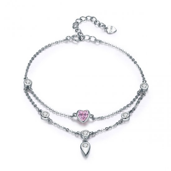 Pulsera deslizante de cadena con corazón dulce de plata estilo Pandora - SCB090 - Haga click en la imagen para cerrar