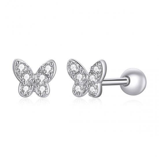 Pendientes de mariposa en estilo Pandora de plata - SCE1116 - Haga click en la imagen para cerrar